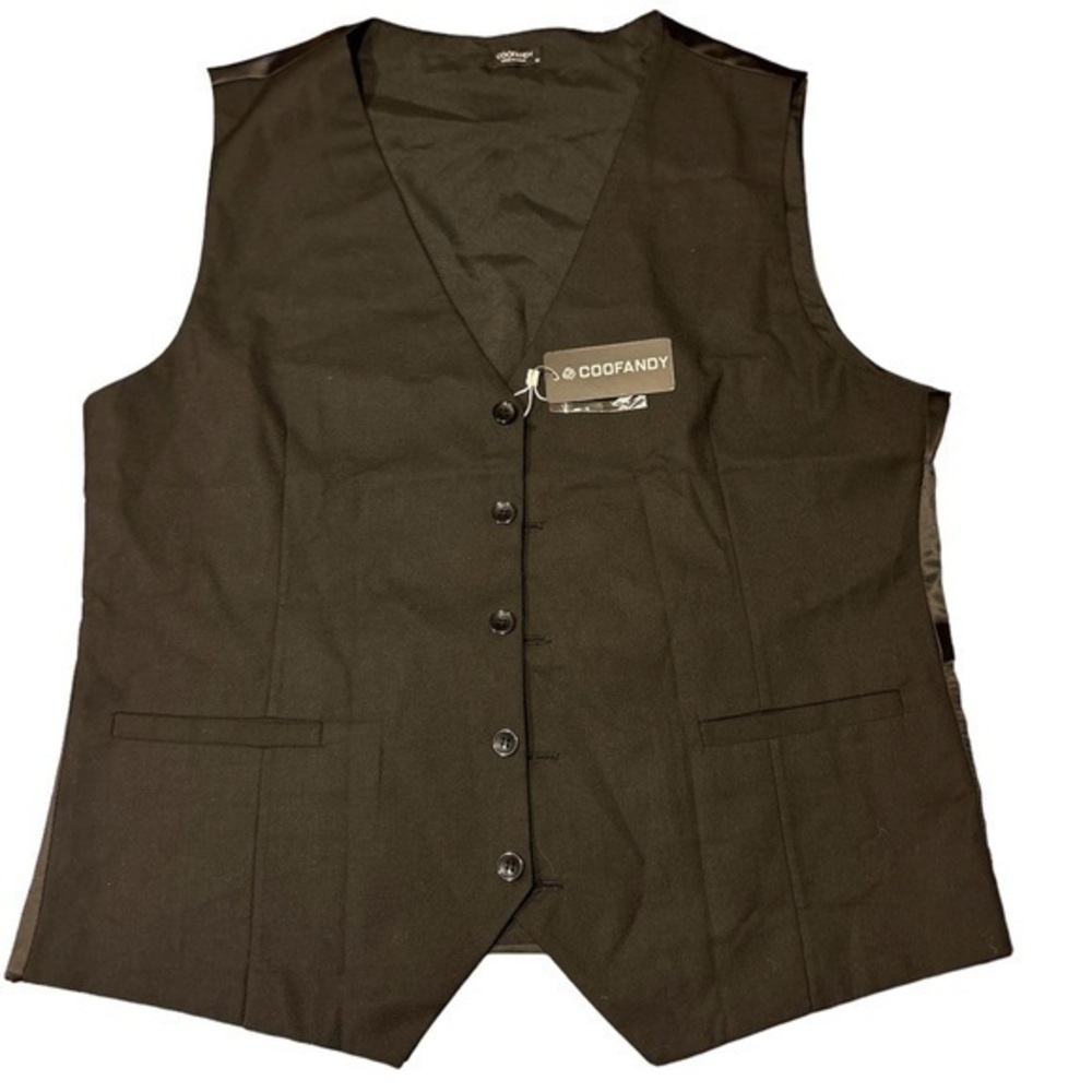 Coofandy Men’s Casual Slim Fit Waistcoat Vest - Black - Medium